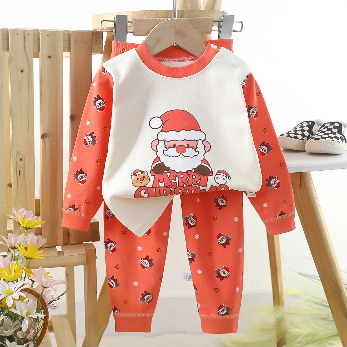 Spring Autumn Baby Cotton Clothes Set Children Underwear Base Shirt Kids Homewear Boys Girls Cartoon Print Long Sleeve Pajamas
