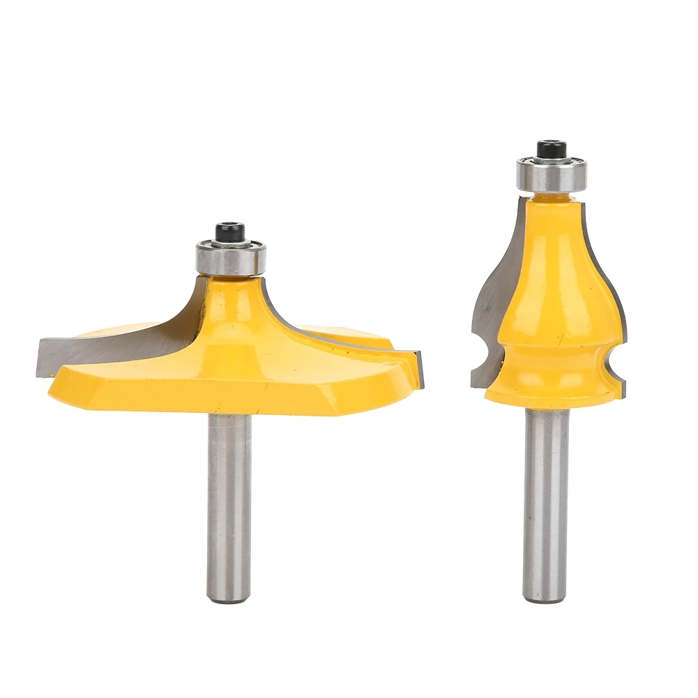 2pcs 8mm Shank Handrail & Table Edge Router Bit Set Woodworking Milling Cutter with Bearing