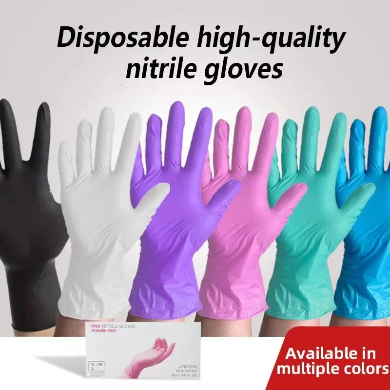 

50PCS Multi-Color Nitrile Gloves For Cooking Waterproof Gloves For Kitchen Tools Nitrile Disposable Gloves Red kitchen Skimmer