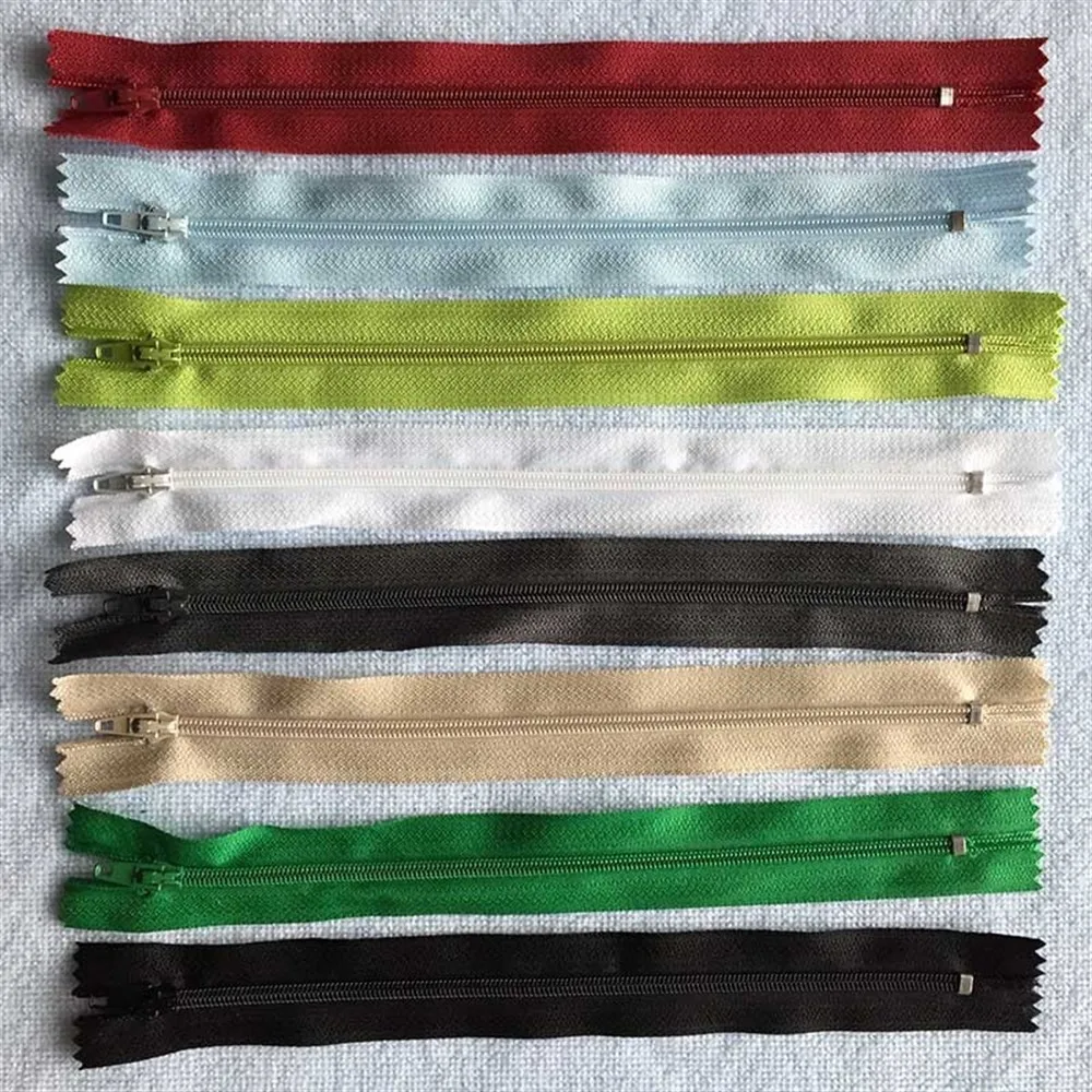 10 pieces Long Nylon Zipper Zip Ziper Plastic 3# 12cm 15cm 20cm 25cm 30cm 35cm 40cm 45cm 50cm 55cm 60cm For Sewing Bag Garment