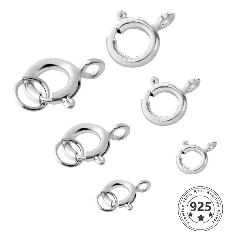 5pcs s925 Sterling Silver Spring Ring Clasp With Open Jump Ring jewelry Clasp For Chain Necklace Bracelet Connectors Wholesale