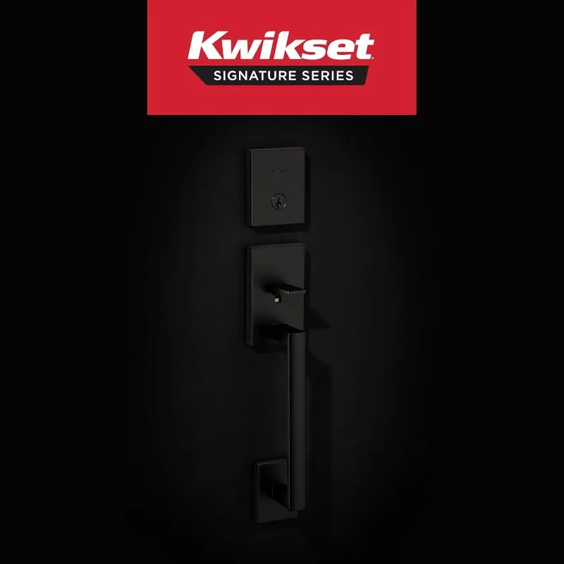 Imagem -02 - Kwikset-cabo de Trava Frontal e Conjunto Deadbolt Ausculador de Entrada Exterior com Alavanca Reversível Interior Preto Fosco