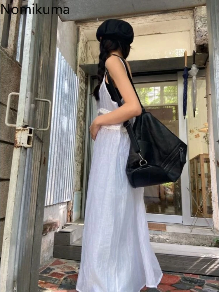 Summer Y2K Dress for Wome Sexy Sling Clothes Femme 2024 Vestidos De Mujer Long Robe Korean Fashion See Through White Dresses