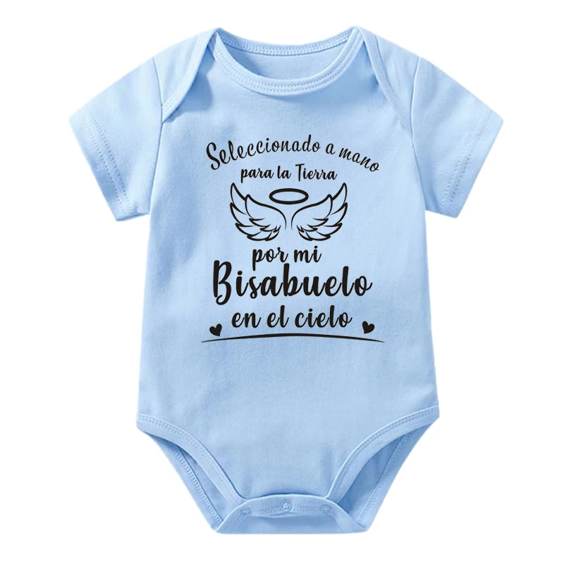 Seleccionado a mano para la Tierra por mi bisabuelo en el cielo Baby Bodysuit Cotton Short Sleeve Body Baby Boy Girl Rompers