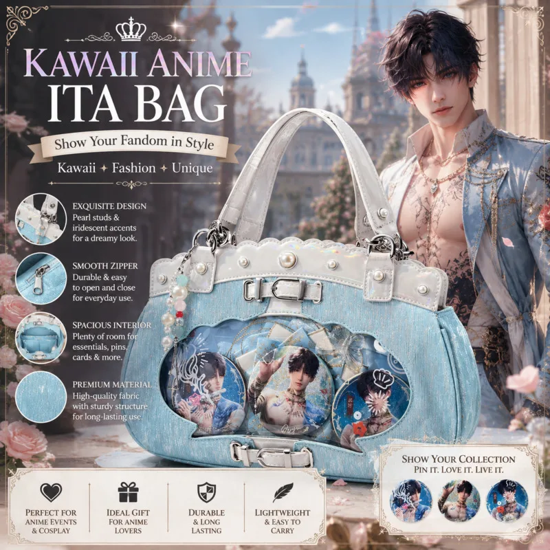 Love And Deepspace Rafayel Blue Itabag Purse For Anime Badge Display, Crossbody Shoulder Bag With Chain Kawaii, ACG Fan Gift New
