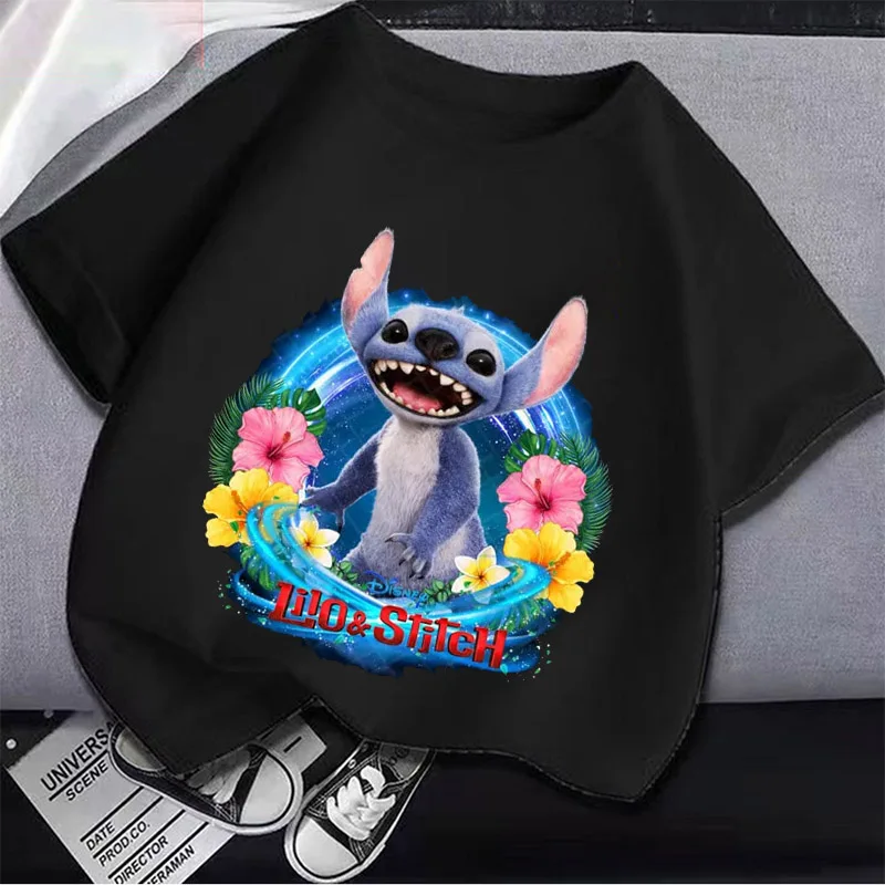 

Lilo & Stitch T-shirt Disney Movie Cartoon Anime Short Sleeve Boys Girls Kawaii Fashion Tee Adult Clothing Men Women Trendy Top