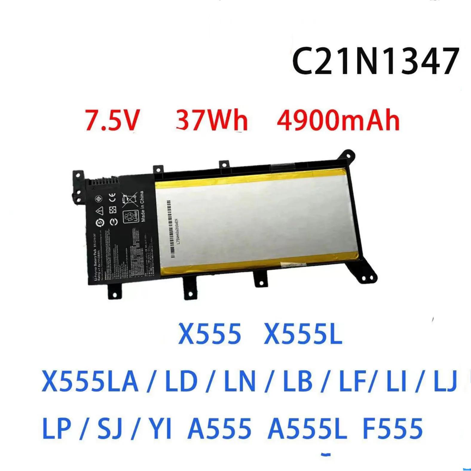 

C21N1347 X555L Laptop Battery for Asus X555LA X555 X555LD X555LN A555L K555L Y583LD W519LD K555LD K555LA R556L VM590L Series 2IC