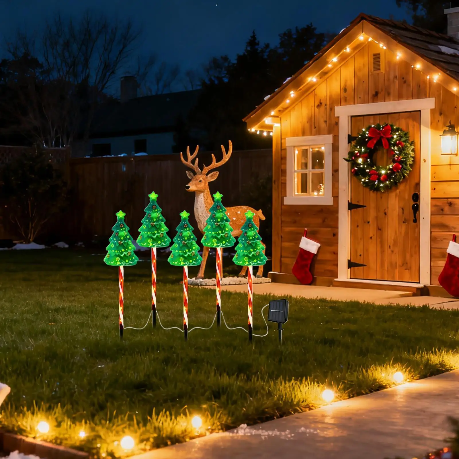 Christmas Tree Driveway Light Solar Powered Holiday Lighted Stake Outdoor Christmas Decorations For Yard Driveway Pathway Front