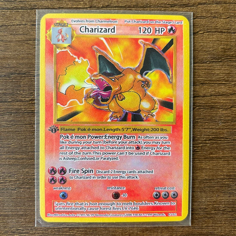The Winged Dragon of Ra GX Charizard Theme Metal  Mewtwo，6Pcs Gold Foil Fan Art Trading Cards Collection Toy Gift view 6
