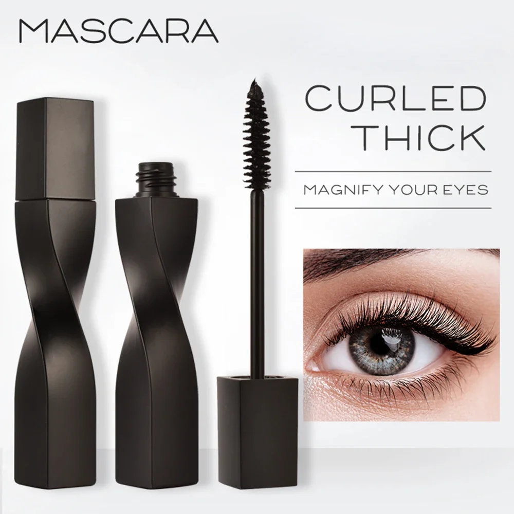 Benutzerdefinierte Logo Spiral Square Tube Mascara Private Label Wasserdicht Verlängern Verdicken Natur Curling Kein Verschmieren Make-up Großhandel Vegan