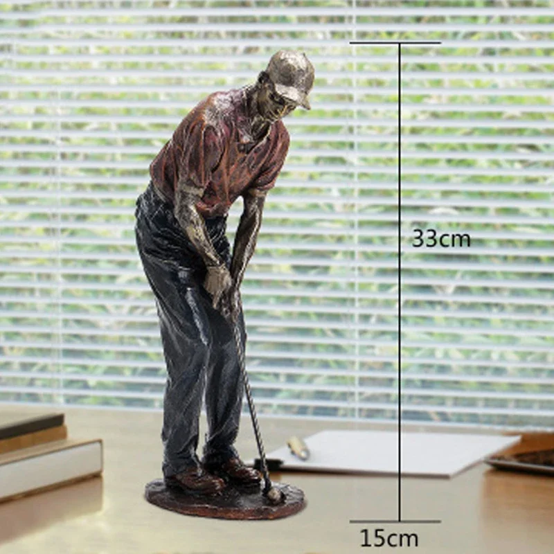 

Golfer Figurine Statue Decor Vintage Golfer Sculpture Swinging A Golf Club for Home Shelf Office Living Room