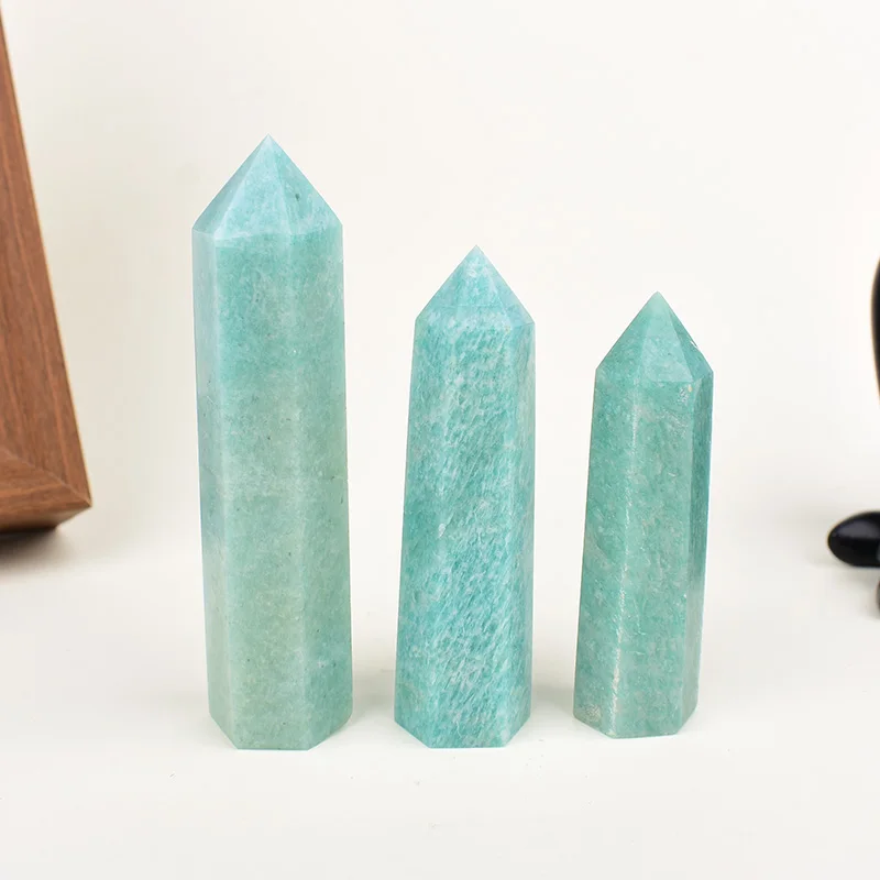 1 قطعة الكريستال الطبيعي حجر الأمازون مسلة نقطة أحجار استشفاء سداسية المعدنية عينة الحرف ديكور المنزل لتقوم بها بنفسك هدية تذكارية #3