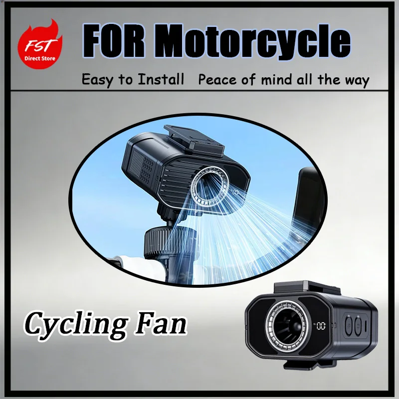 FOR Universal Rechargeable HighWind Motorcycle Fan Compatible with Mountain Bikes Electric Tricycles Motorcycles Battery-Powered