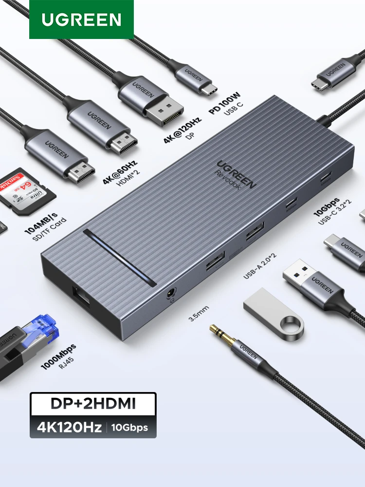 UGREEN USB C HUB 4K60Hz HDMI Adapter USB C naar USB3.0 PD100W SD&TF voor MacBook Pro Air Laptop Type C 3.1 Splitter Docking Station - afbeelding 2