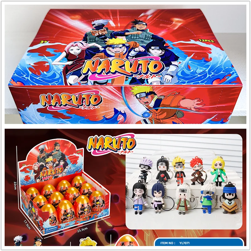 LLavero de NARUTO de 12 Uds., bola de huevo, caja ciega de dibujos animados, muñeca de huevo retorcido sorpresa, colgante móvil de huevo ciego, juguete para niños, regalos de vacaciones