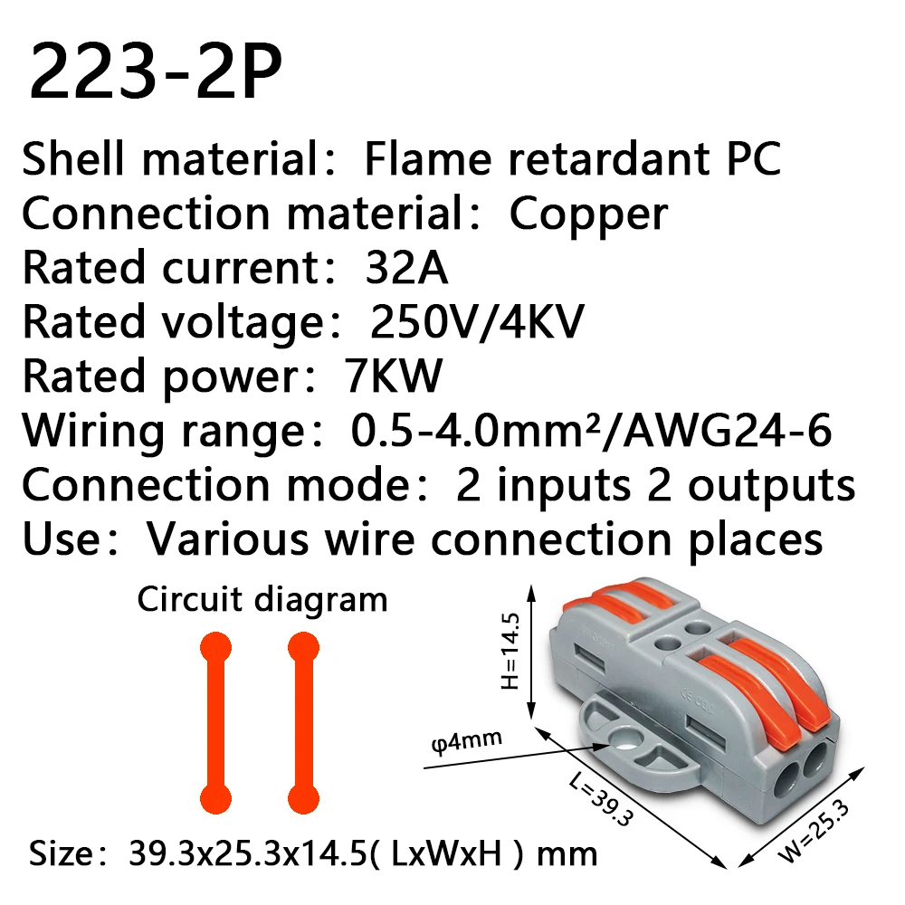 Wire Connectors 222-413 415 Docking Cable Conectors Fast Universal Wiring Compact Conductors Push-in Terminal Block LED SPL-223