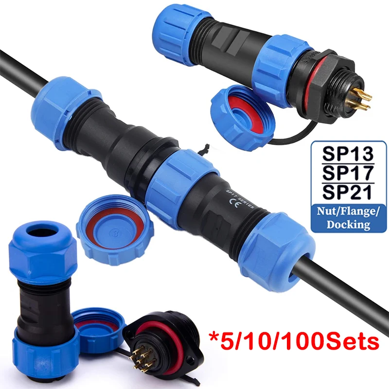 

SP13 SP16 SP17 SP20 SP21 2PIN-12PIN Panel Mount Waterproof Aviation Connectors Plug Socket IP68, Electrical Cable Wire Connector