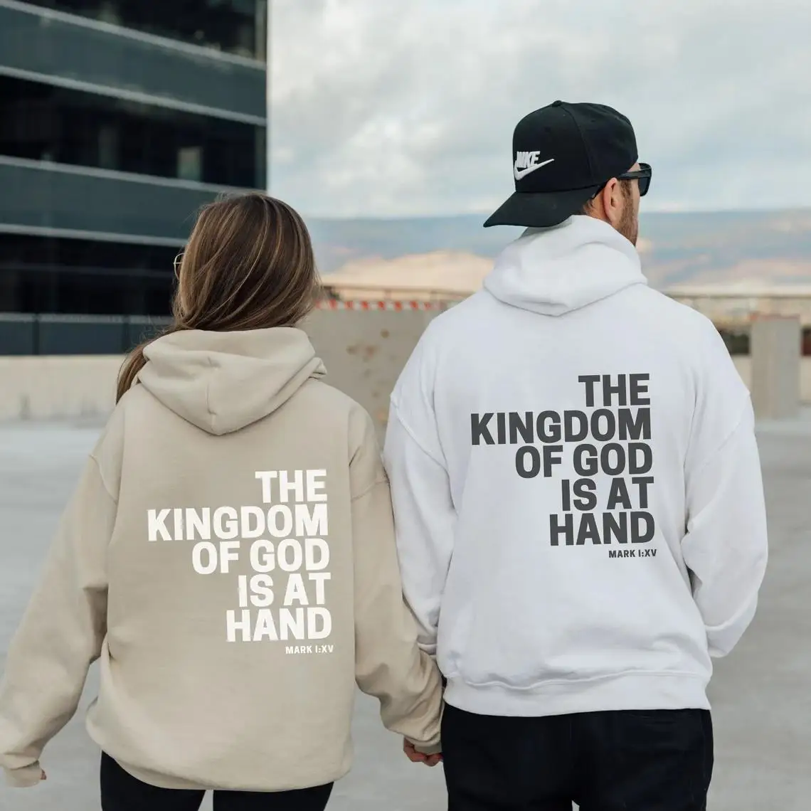 Christian Hoodie Positive Mark Bible Verse Jesus Streetwear THE KINGDOM OF GOD IS AT HAND Slogan Print Sweatshirts For Men Women