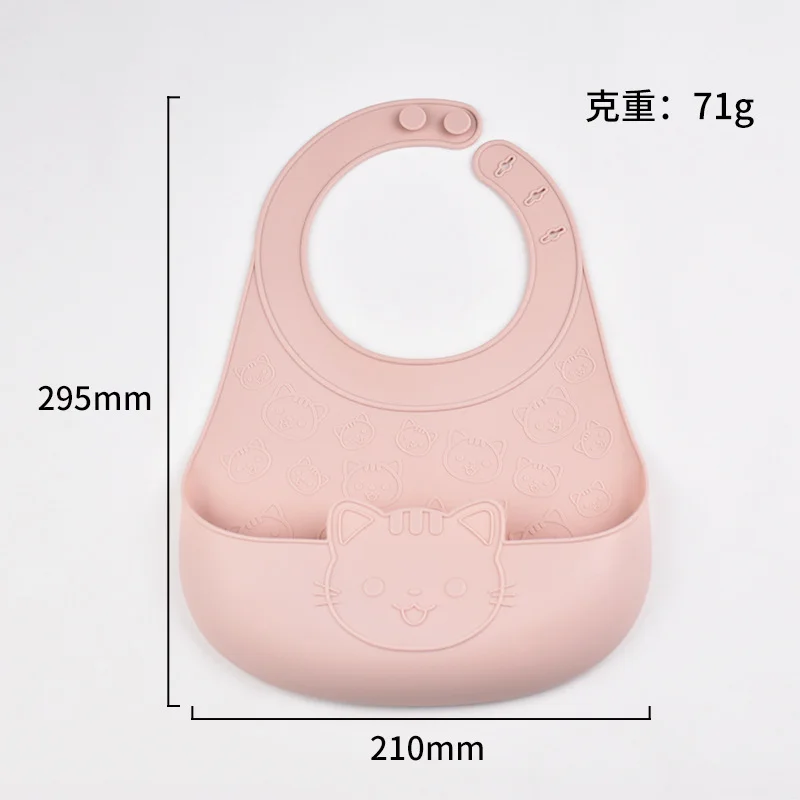 Customize Cute Cat Baby Bibs with Name Food-Grade Solid Feeding Bib