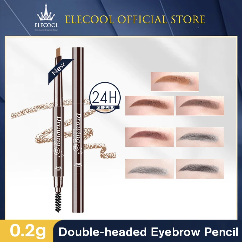 Lápiz de cejas impermeable a prueba de sudor a prueba de manchas, lápiz de cejas de doble punta con pincel, maquillaje que se mantiene en su lugar y no se quita