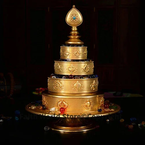 Wholesale Buddhist supplies -efficacious Talisman # Tibetan The eight auspicious Manja Mandala Amanda disc gilding statue