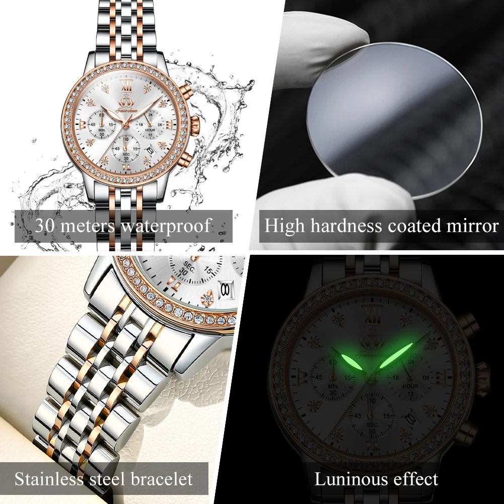 FATELOVE A881 Women Watch Original Watch Waterproof Luminous Ladies Watch Multifunctional Chronograph Diamond Scale Reloj Mujer