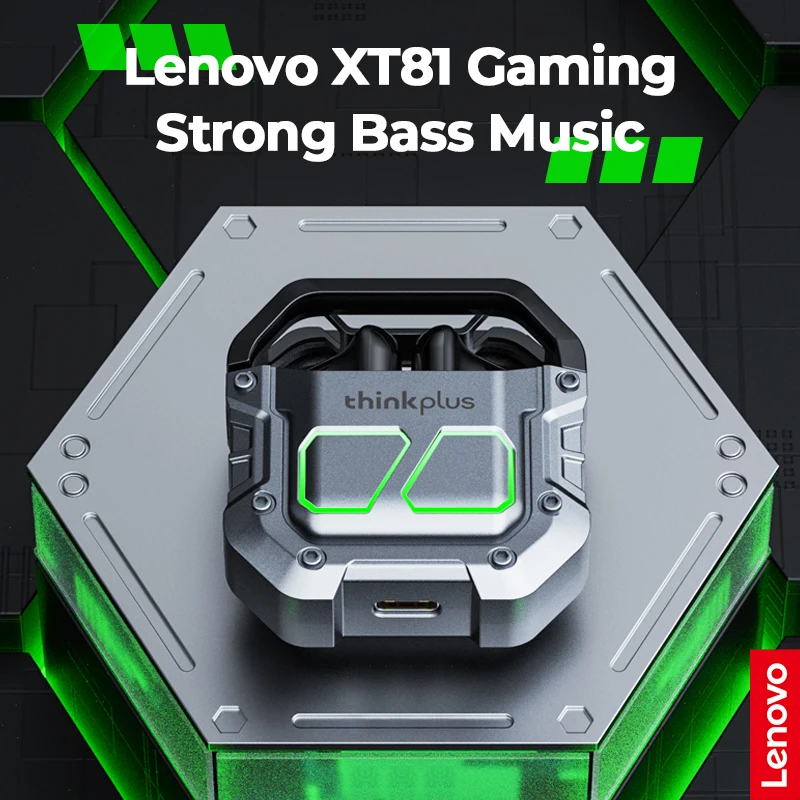 NEW Lenovo XT81 Earphone Bluetooth 5.3 Gaming Headset 9D Bass Surround Sound Wireless Headphones Low Lag LED Earbuds With Mic