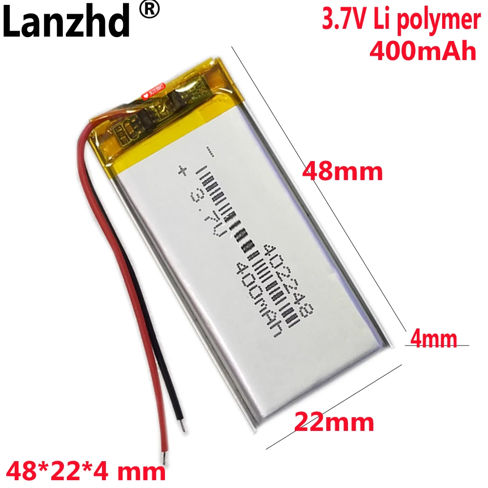 

402450 402550 402555 400mAh battery For Point reading pen driving recorder Lamp Led Camera GPS Recorder battery