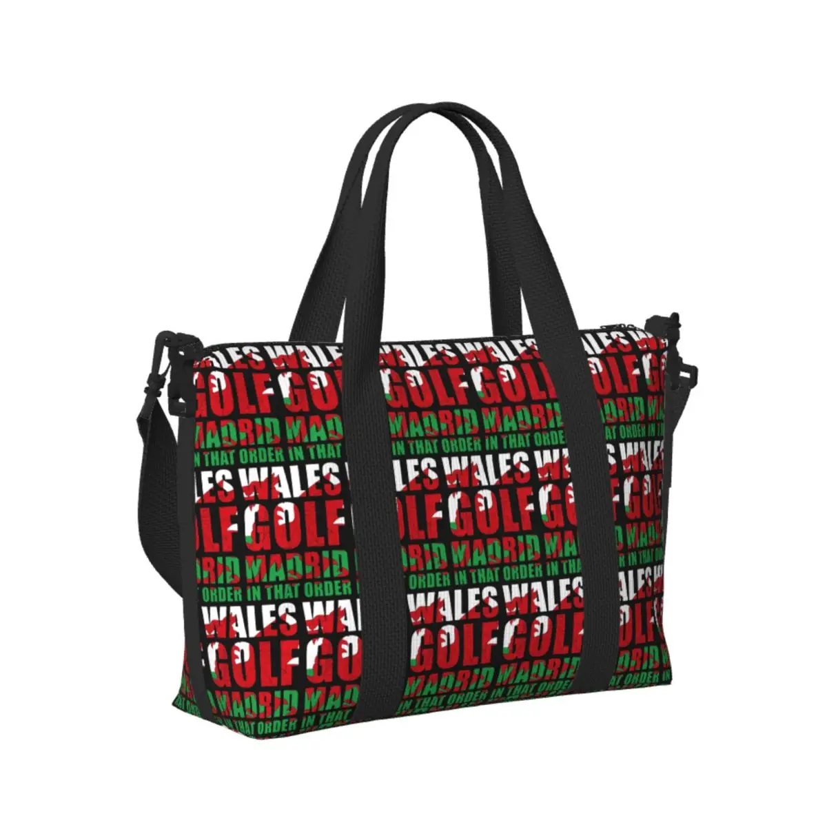 

Custom WALES GOLF MADRID Beach Travel Bag Large Capacity Tote Bags for Gym Yoga Women Shopping Duffle Shoulder Bag