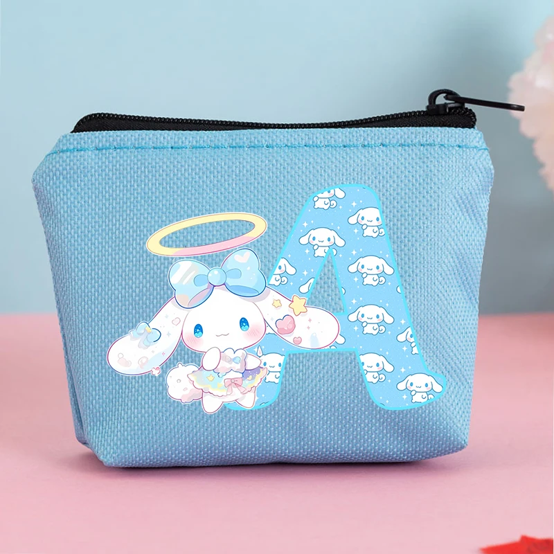 

Sanrio Coin Purse Cinnamoroll A-Z Letter Print Wallet Boys Girls Kawaii Portable Money Pouch Cute Mini Storage Bags Kids Gifts
