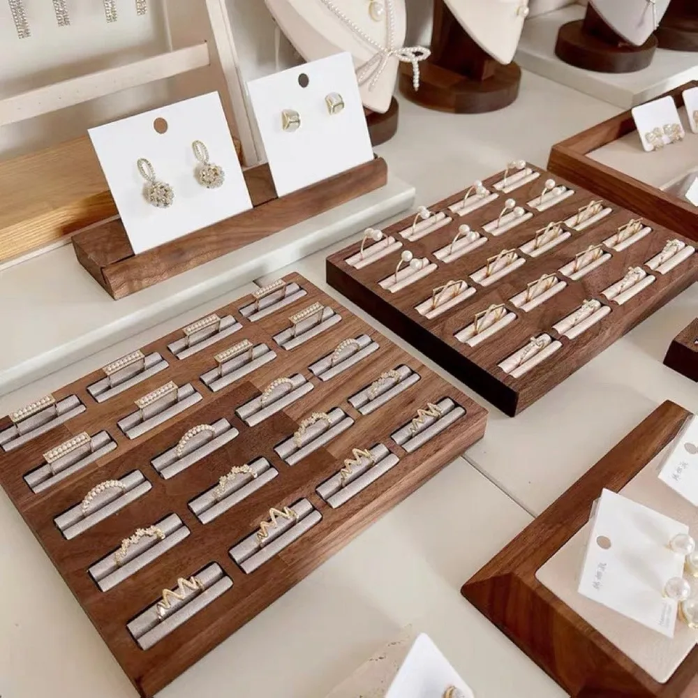 

Rings Display Stand Large Capacity Wood Decorative 20 Slots Jewelry Tray Holder for Rings Earrings Studs Personal Dresser