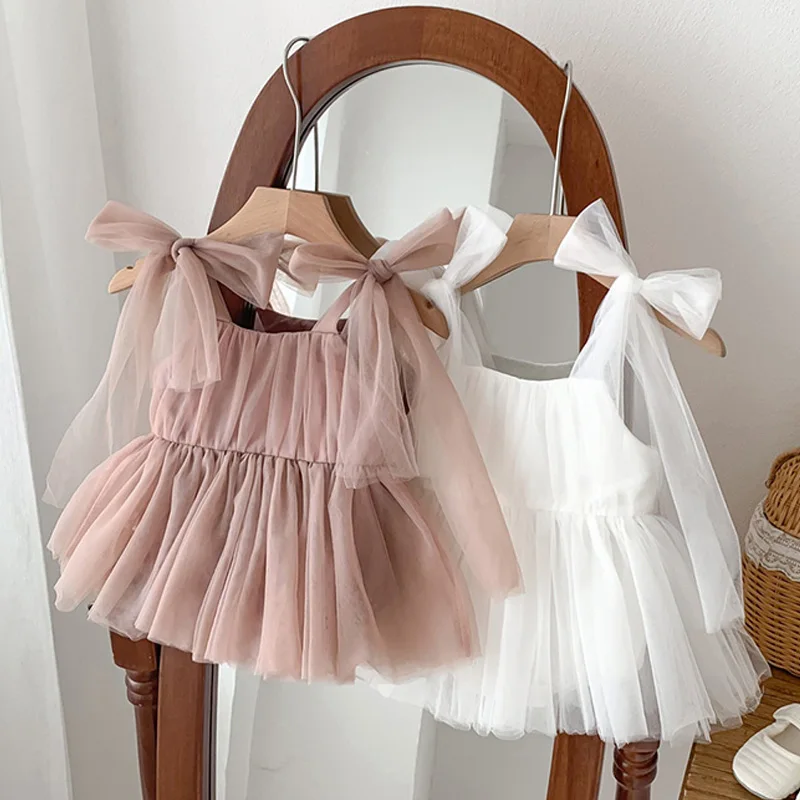 

Baby Girls Romper Sleeveless Bows Summer Tutu Dresses for Girl Lace Princess Jumpsuit Sweet Newborn Clothes Photography Costumes