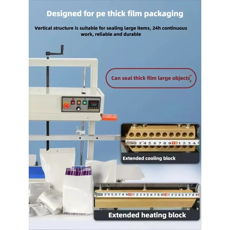 FR1100V Automatic Vertical Bag Sealer with Inkjet Date Coder for Heavy Duty PE Film Commercial Packaging
