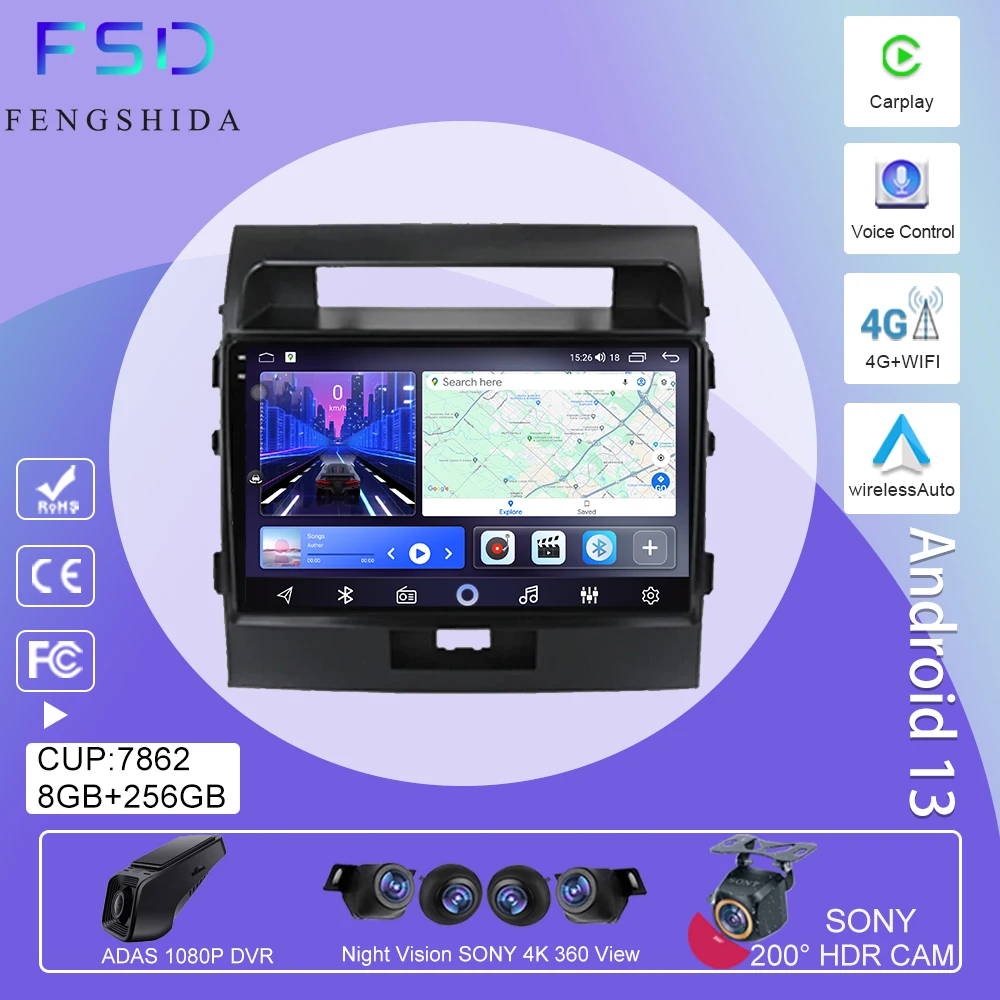 

Android Car Radio For Toyota Land Cruiser 11 200 2007 - 2015 Stereo HeadUnit Dash Cam Touch Screen Multimedia Player No 2din DVD