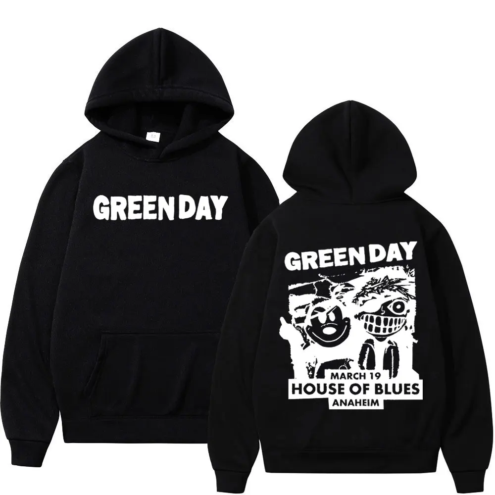 Green Day House of Blues Anaheim Print Hoodies Punk Rock Hip Hop Hooded Sweatshirts Unisex Fashion Casual Oversized Pullovers