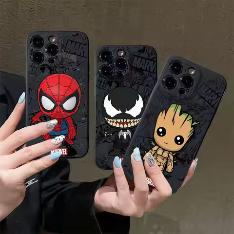 Phone Case For Samsung Galaxy S24 S23 Ultra S21 S20 FE S22 Plus A54 5G A24 A25 A15 Marvel Groot Spider Iron Man Studio Silicone
