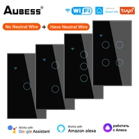 Aubess WiFi EE. UU. Interruptor de luz inteligente interruptor inteligente inalámbrico Panel Sensor táctil Tuya Smart Life APP Control compatible con Alexa Google Home