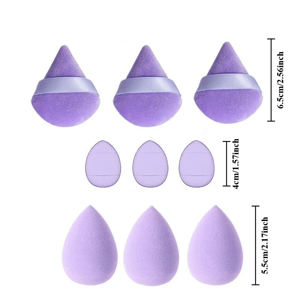 مجموعة إسفنجة مكياج مكونة من 9 قطع ذات استخدام مزدوج وإسفنجة تسليط الضوء على مسحوق الكريمة السائلة لجميع أنواع البشرة وإكسسوارات التجميل
