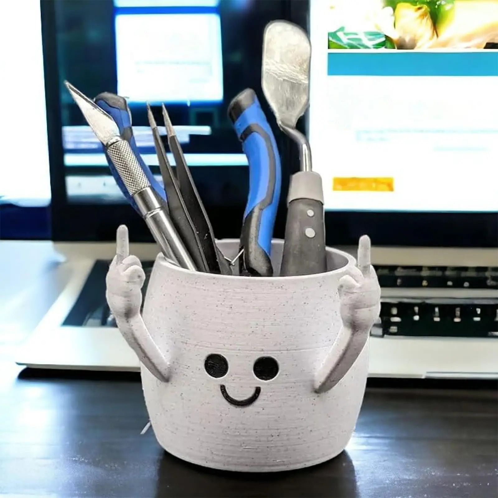 Middle Finger Pencil Pen Holder Desk Organizer, Funny Pen Cup Caddy Storage Makeup Brush Holder, Creativity Unique Desktop Organ