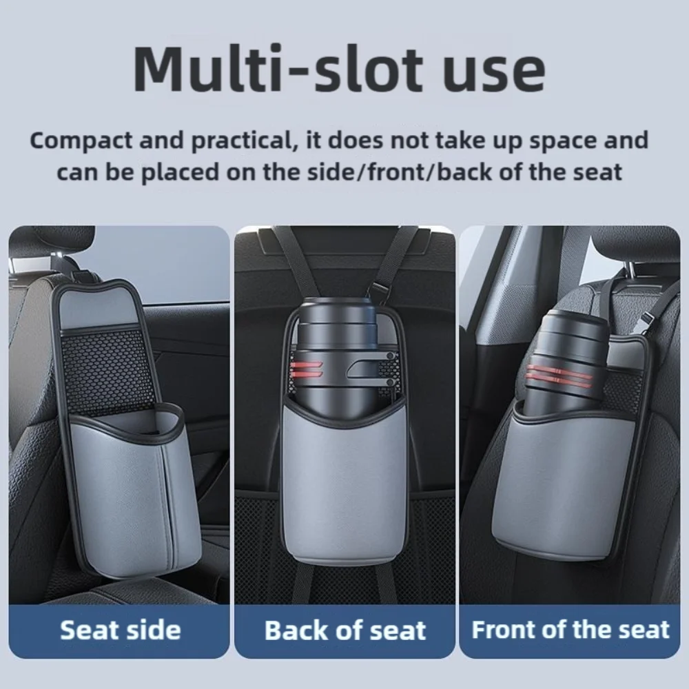 

PU Leather Car Water Bottle Holder Multifunctional Seat Sides Storage Bag Tissue Organizer Hanging Water Bottles Rack