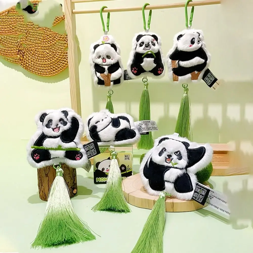 พู่ Plush Panda พวงกุญแจกลิ่นหอมสไตล์จีน Kawaii สัตว์จี้ไม้ไผ่หลายน่ารัก Panda พวงกุญแจ