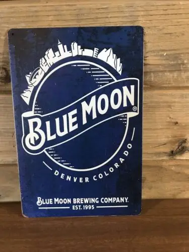 Blue Moon Brewing Co. Denver CO Tin Metal Tacker sign 8