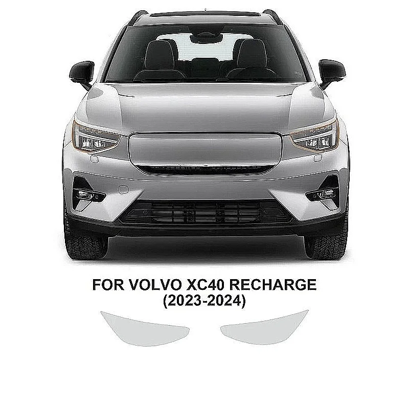For Volvo XC40 Recharge 2023 2024 Car Headlight Protective Film Smoked Black Tint Wrap Vinyl Transparent TPU Sticker