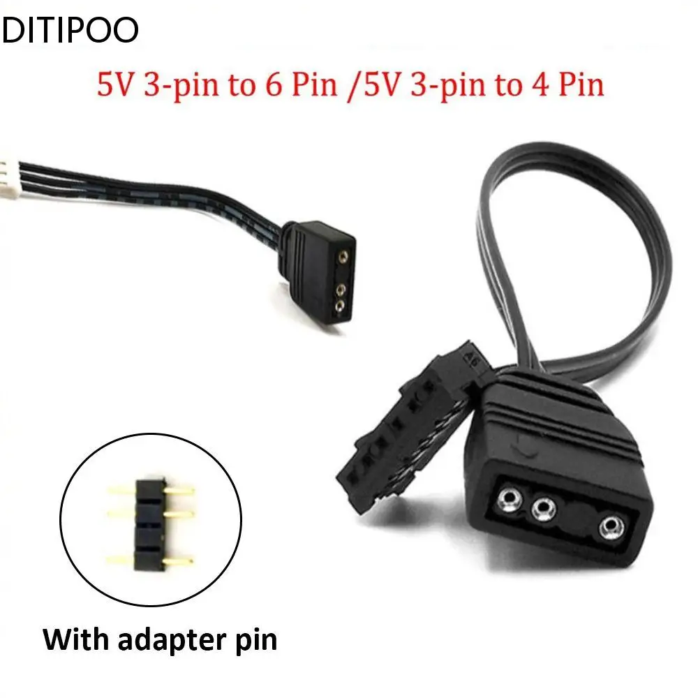 

Fan Controller Adapter Cable 5V 3-pin To 6pin/ 4pin Converter 5V ARGB 3Pin to 4Pin 6Pin for Coolmoon Cool Moon Fans