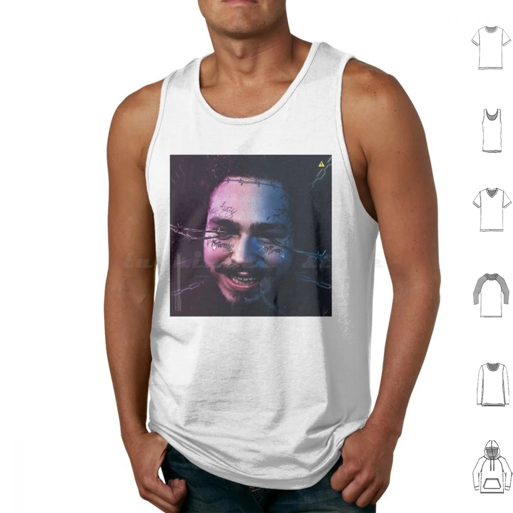 Ppoosttmalone'S Multifaceted Artistry Tank Tops Vest Sleeveless Malone Postys Black Post Hip Hop Ghost Retro Rap Artistry