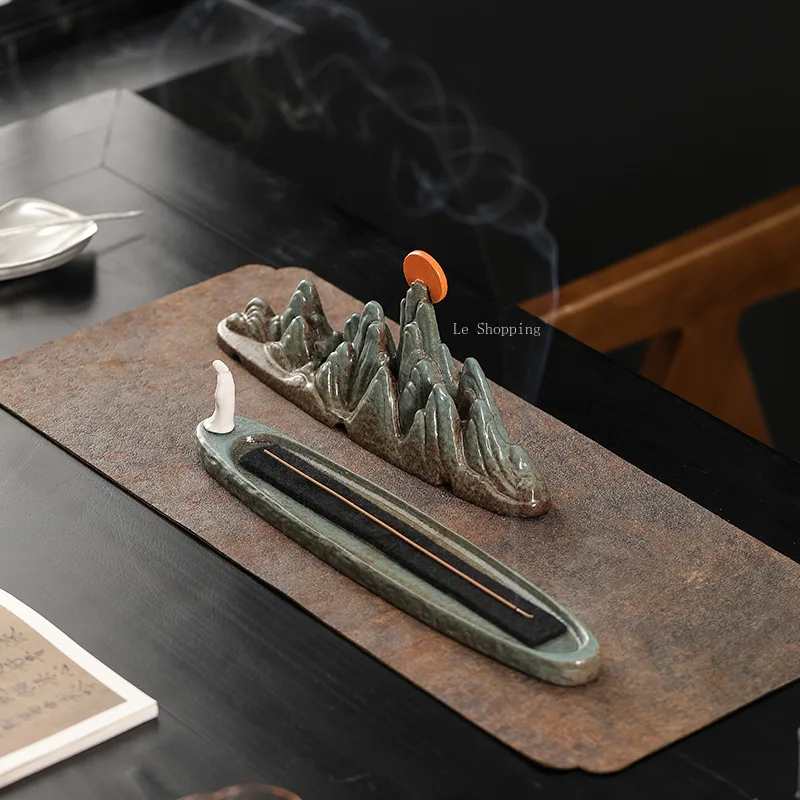 Qianli Shanhe Incense Stick Incense Box/Ceramic Burner Household Indoor Tea Table Study Ornament Purify Air Religious Supplies