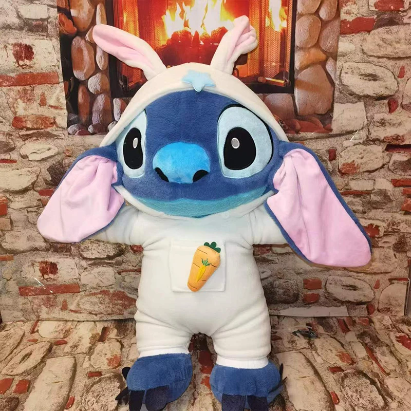 

60CM New Disney Lilo & Stitch Doll Cartoon Angel Plush Toy Cute Anime Rabbit Cosplay Stuffed Kawaii Children's Birthday Gift