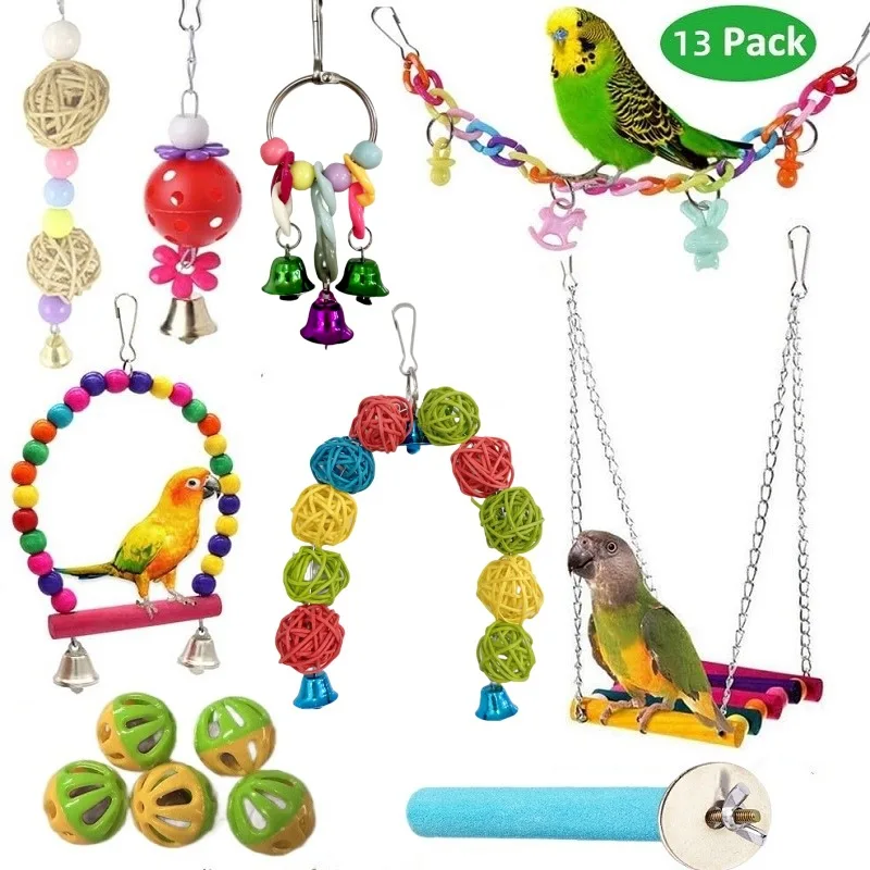 

Equipment for Parrot Swing Bird Toy Big Set Foraging Play for Parrots Cockatiel Parakeets Toys Accessories Mirror Cage Papagaji