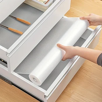 1 rollo de revestimientos para cajones reutilizables, manteles individuales lavables a prueba de polvo y antideslizantes, alfombrillas para gabinetes de cocina, revestimientos antideslizantes para refrigerador