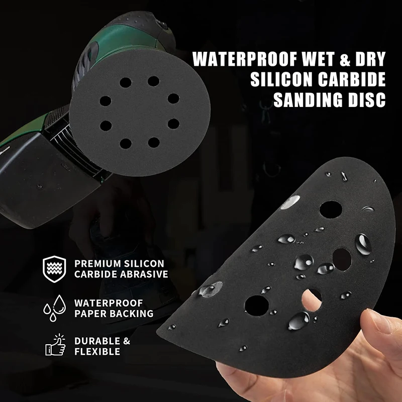 10個入り 5インチ 8穴 125mm 水/乾式研削ディスク サンドペーパー マジック式 サンディングディスク 60-10000グリット サンディングペーパー 研磨工具